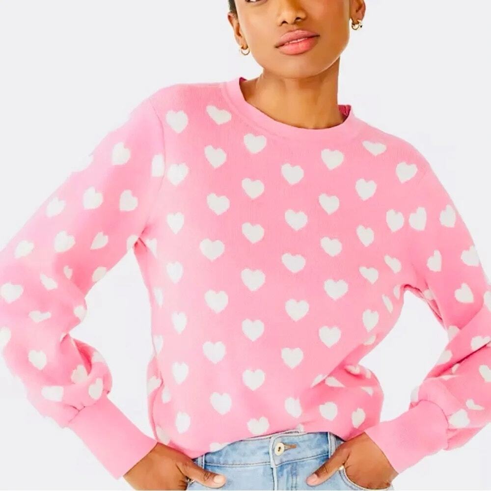 Kate Spade Sweater Perfect Heart Rich Carnation Feminine Designer Pink Size XS